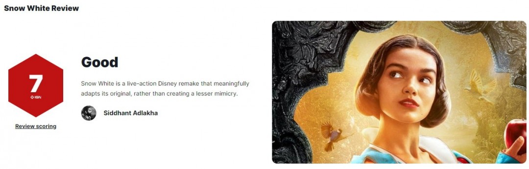 《白雪公主》真人电影IGN评7分 泽格勒塑造了经典公主封面图