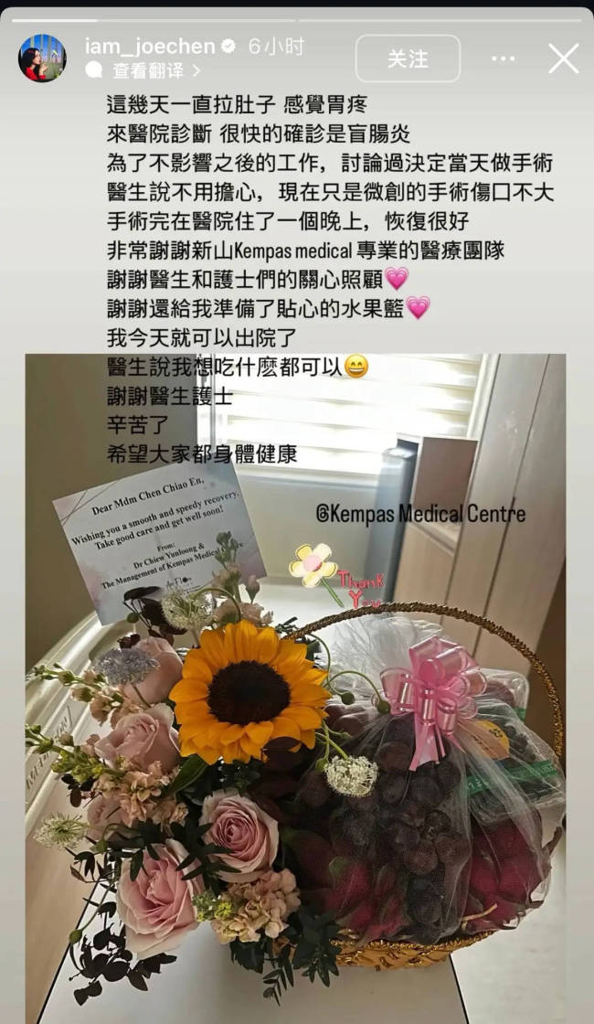 陈乔恩回应得盲肠炎上热搜被骂：现在骂人成本好低